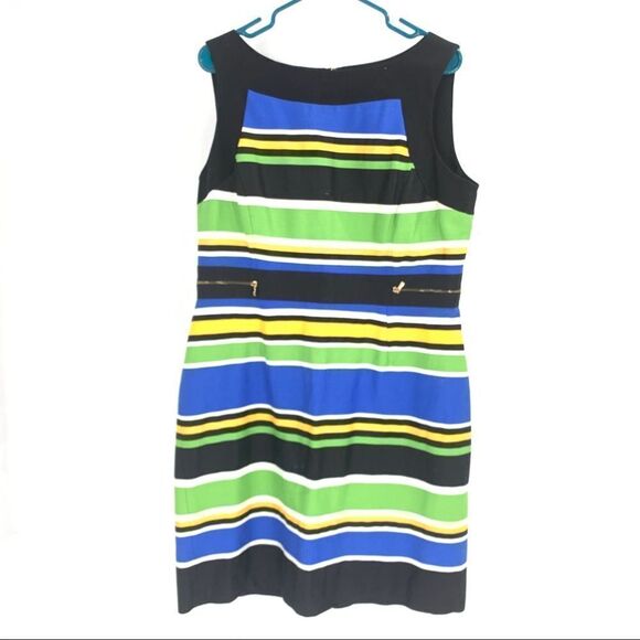Tahari Sleeveless Multicolor striped Sheath Dress Size 16 - Picture 1 of 11
